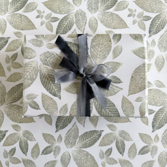 Double-Sided Leaf Botanical Cyanotype Gift Wrap - 2 Sheets