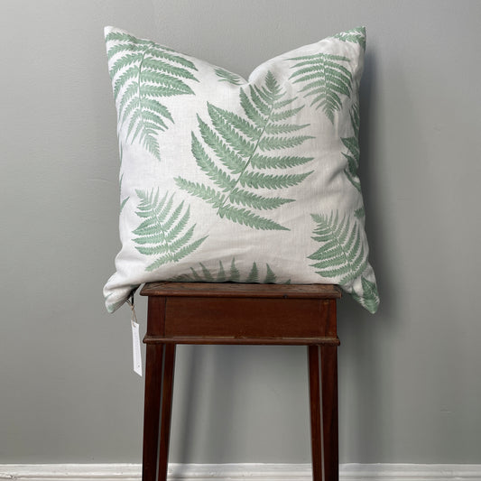 Linen Fern Pillow in Green - 18" x 18"