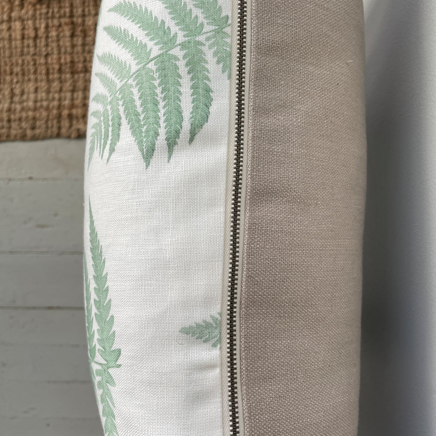 Linen Fern Pillow in Green - 20" x 12"
