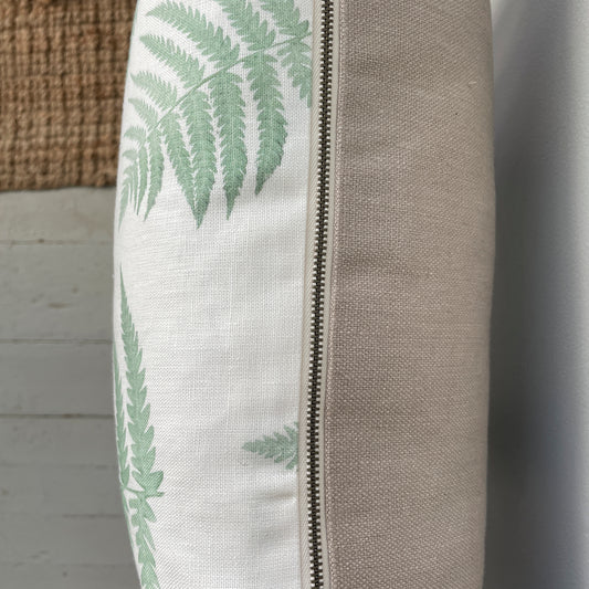 Linen Fern Pillow in Green - 20" x 12"