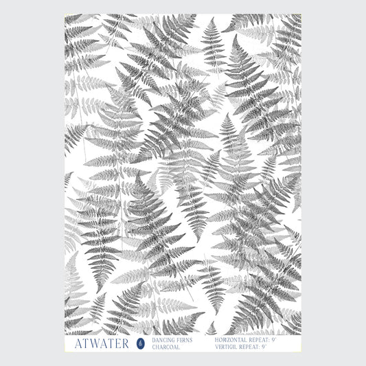 Dancing Ferns Wallpaper in Charcoal