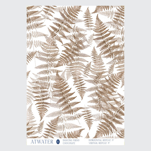 Dancing Ferns Wallpaper in Chocolate