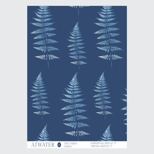 Tree Ferns Wallpaper in Indigo