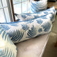Linen Fern Lumbar Pillow w/ navy velvet back - 40" x 17"