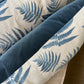 Linen Fern Lumbar Pillow w/ navy velvet back - 40" x 17"