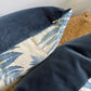 Linen Fern Pillow w/ navy velvet back - 22" x 22"