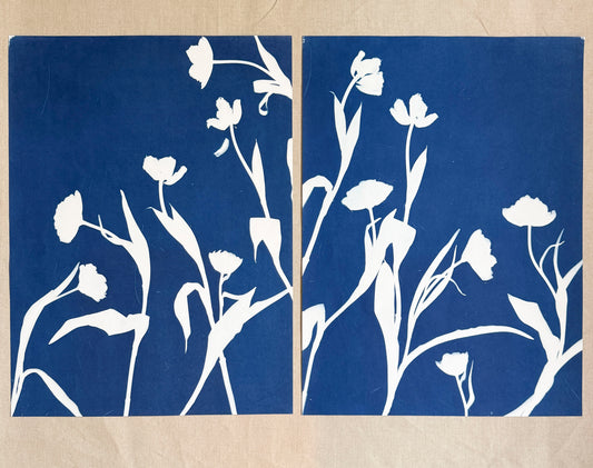 Tulip Dance no. 4 - diptych  - 20" x 27" - UNFRAMED
