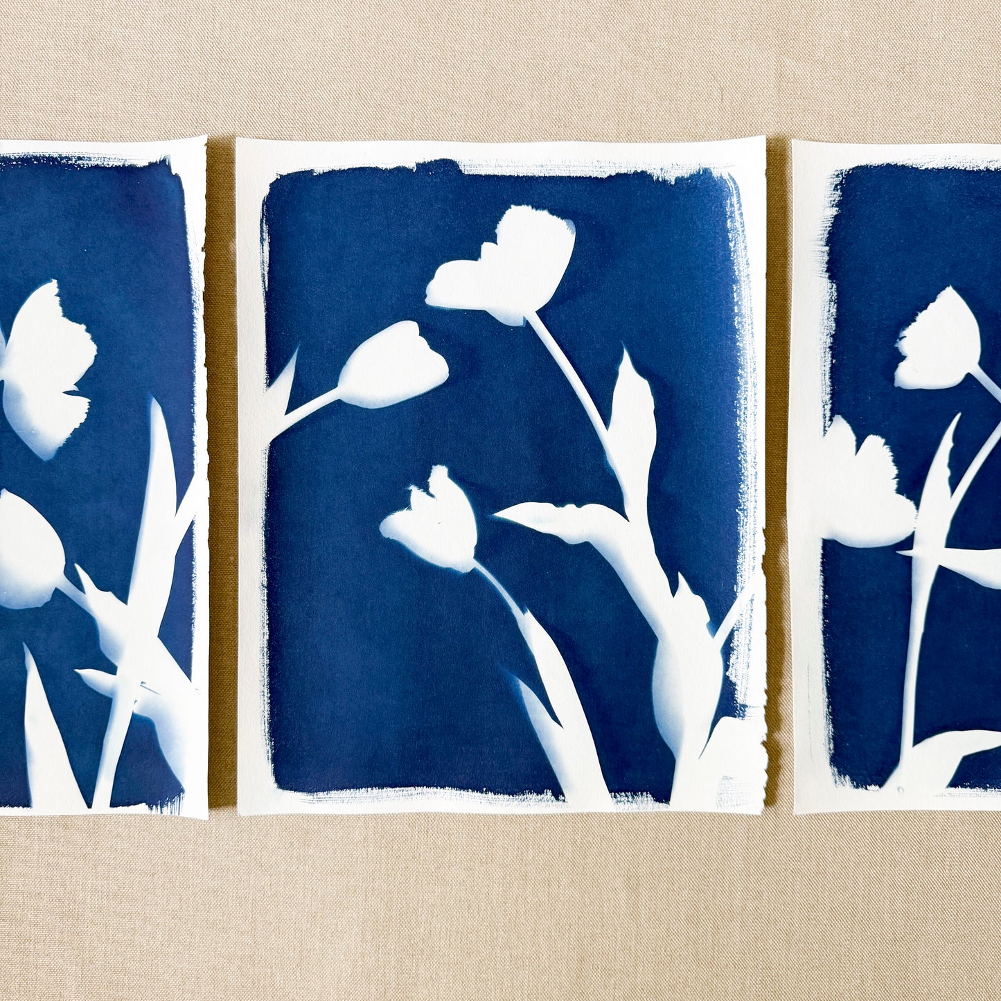 Tulip Dance no. 7 - triptych  - 11" x 14" - UNFRAMED