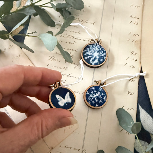 Snowflake, Starburst and Butterfly - SET OF 3 -Mini Ornaments